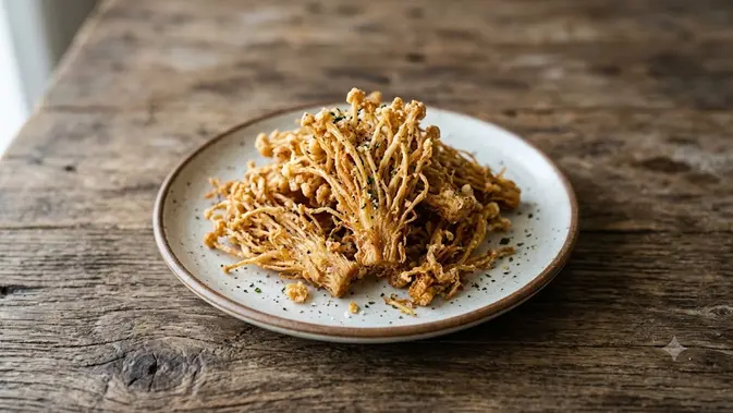 Resep Jamur Enoki Crispy Tanpa MSG yang Kriuk Tahan Lama