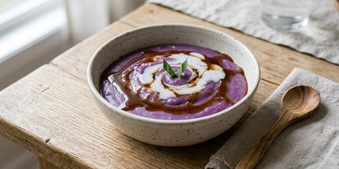 Resep Bubur Sumsum Ubi Ungu Manis Legit dengan Gula Merah yang Lembut